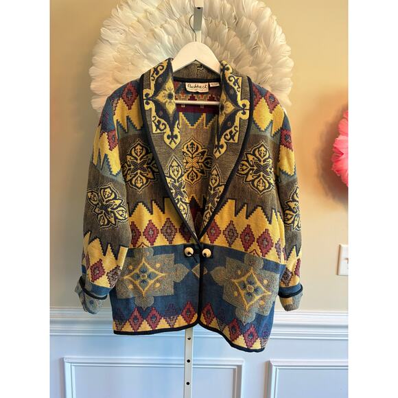 VINTAGE FLASHBACK AZTEC TAPESTRY JACKET SIZE M - Picture 1 of 3
